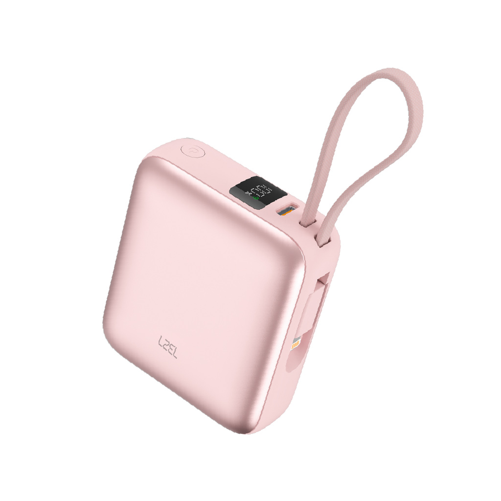 LZEL Neurode Sync Mini 10000Mah  Pd3.0 & Qc 3.0|25.5W|Built-In Type-C & Lighting Power Bank | Pink