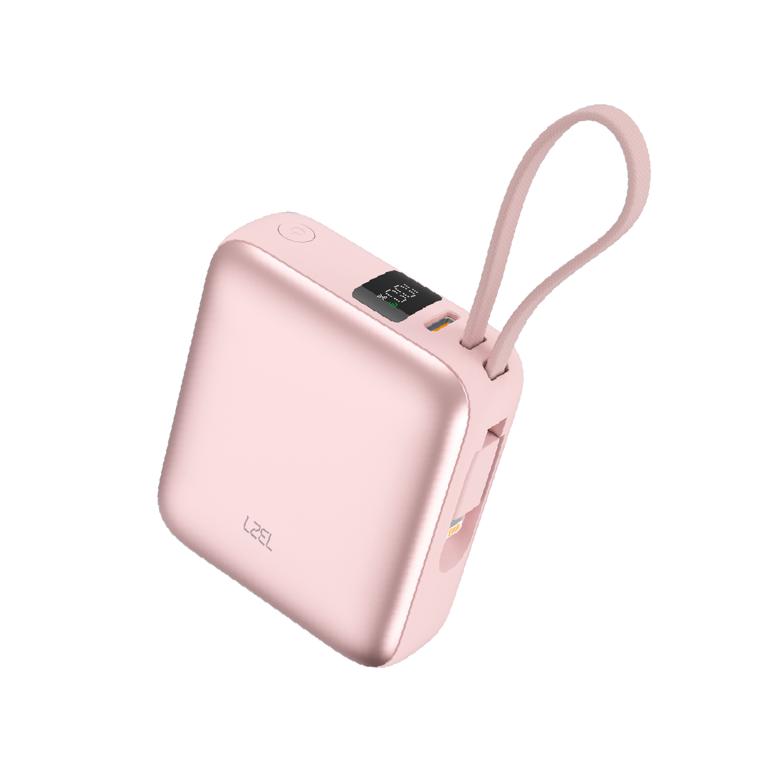 LZEL Neurode Sync Mini 10000Mah  Pd3.0 & Qc 3.0|25.5W|Built-In Type-C & Lighting Power Bank | Pink