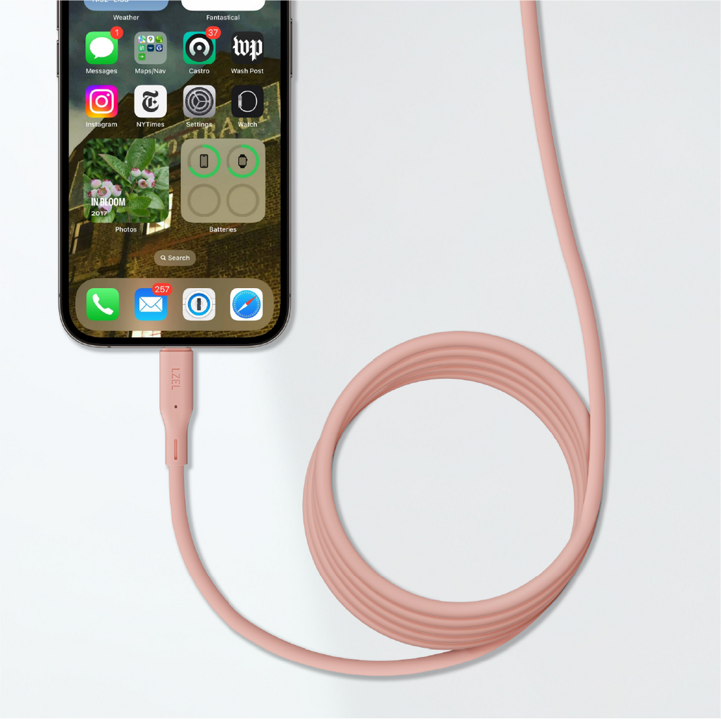 LZEL Celeris Silox CXL Soft Silicone USB-A to USB-C Cable, 480Mbps, 15W Max, 2m | Pink