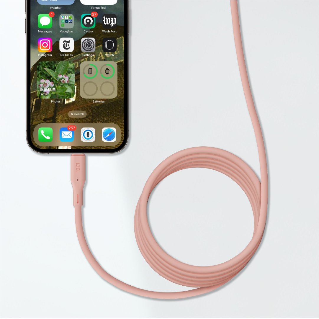 LZEL Celeris Silox CXL Soft Silicone USB-A to USB-C Cable, 480Mbps, 15W Max, 2m | Pink