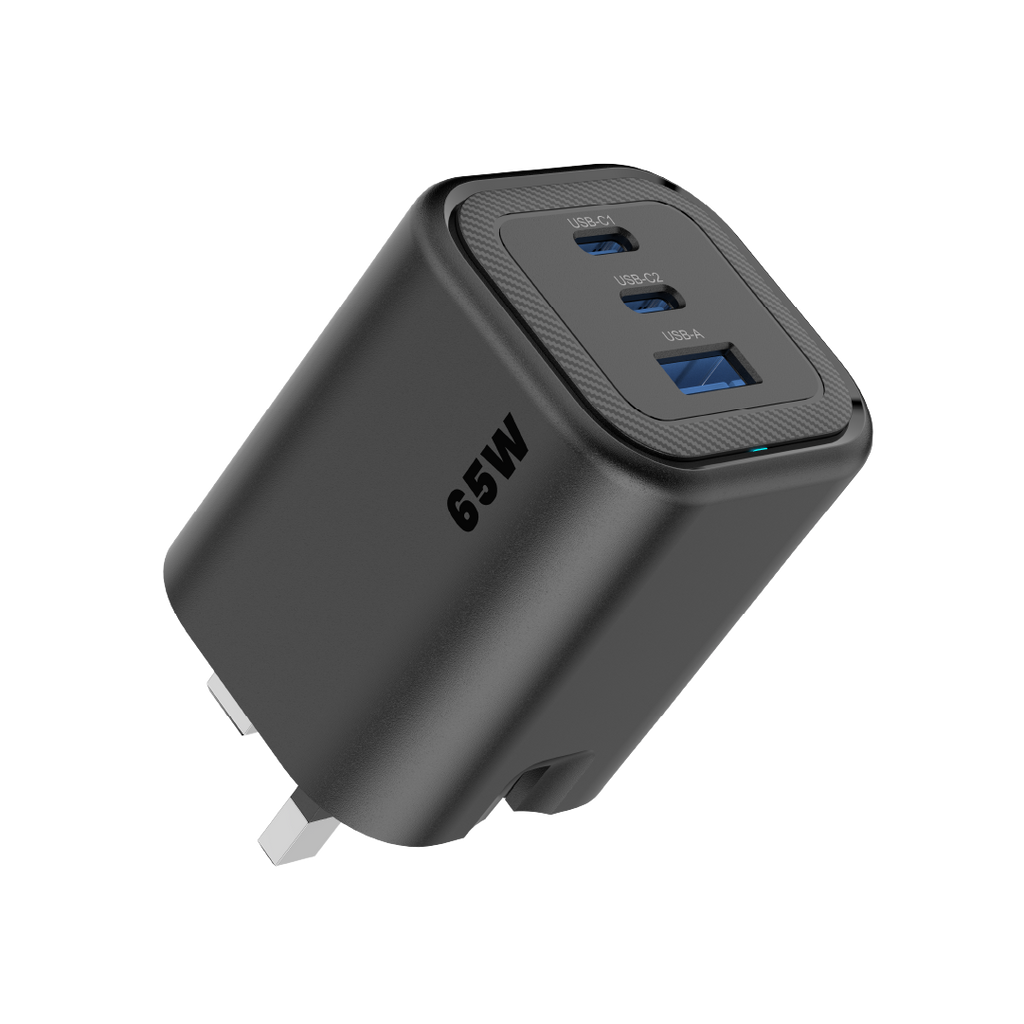 Asli  Global Maxcharge 65 Gan 3-Port Usb-A & Dual Usb-C Fast Charger | Black
