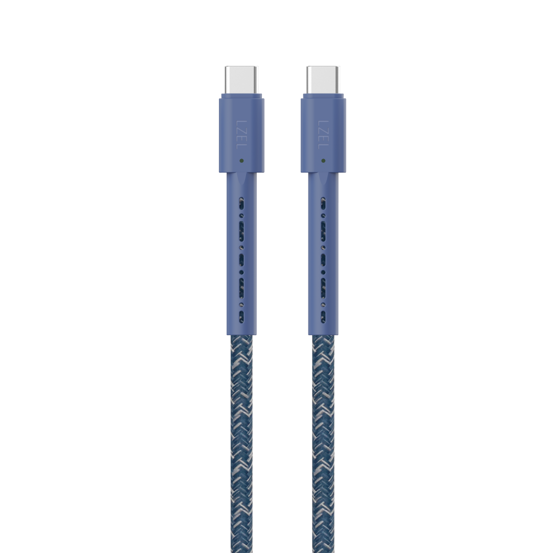 LZEL Celeris Charge CXC Braided USB-C to USB-C Cable, 480Mbps, 240W, 1m | Blue