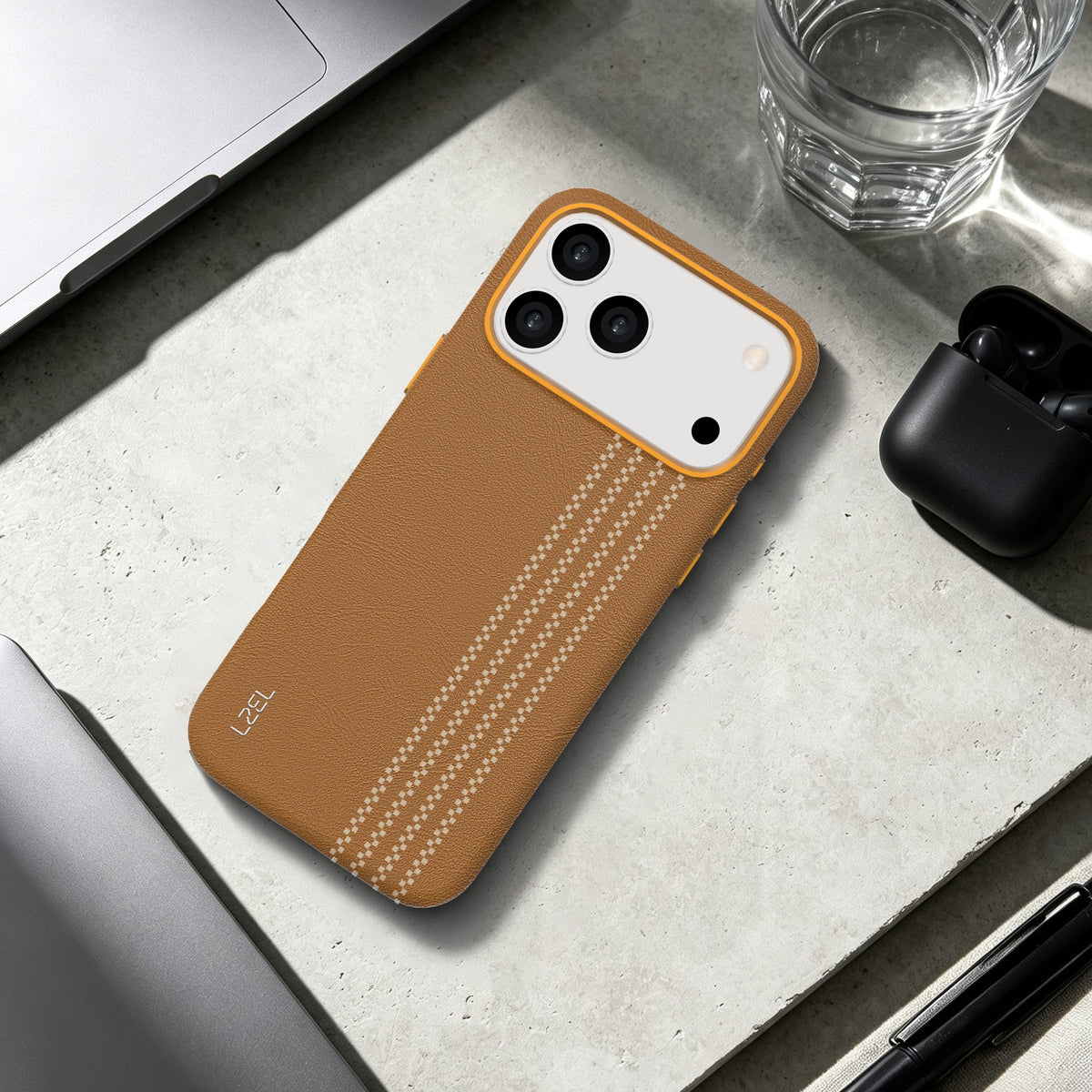 LZEL MAGLINEAR Premium Leather MagSafe Case with Linear Pattern for iPhone 18 Pro & 18 Pro Max