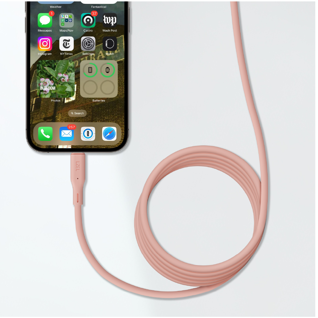 LZEL Celeris Silox CXL Soft Silicone USB-C to Lightning Cable, 480Mbps, 60W Max, 2m | Pink