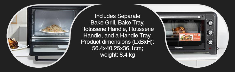 Geepas 42L Electric Oven with Convection & Rotisserie â?? 2000W Power