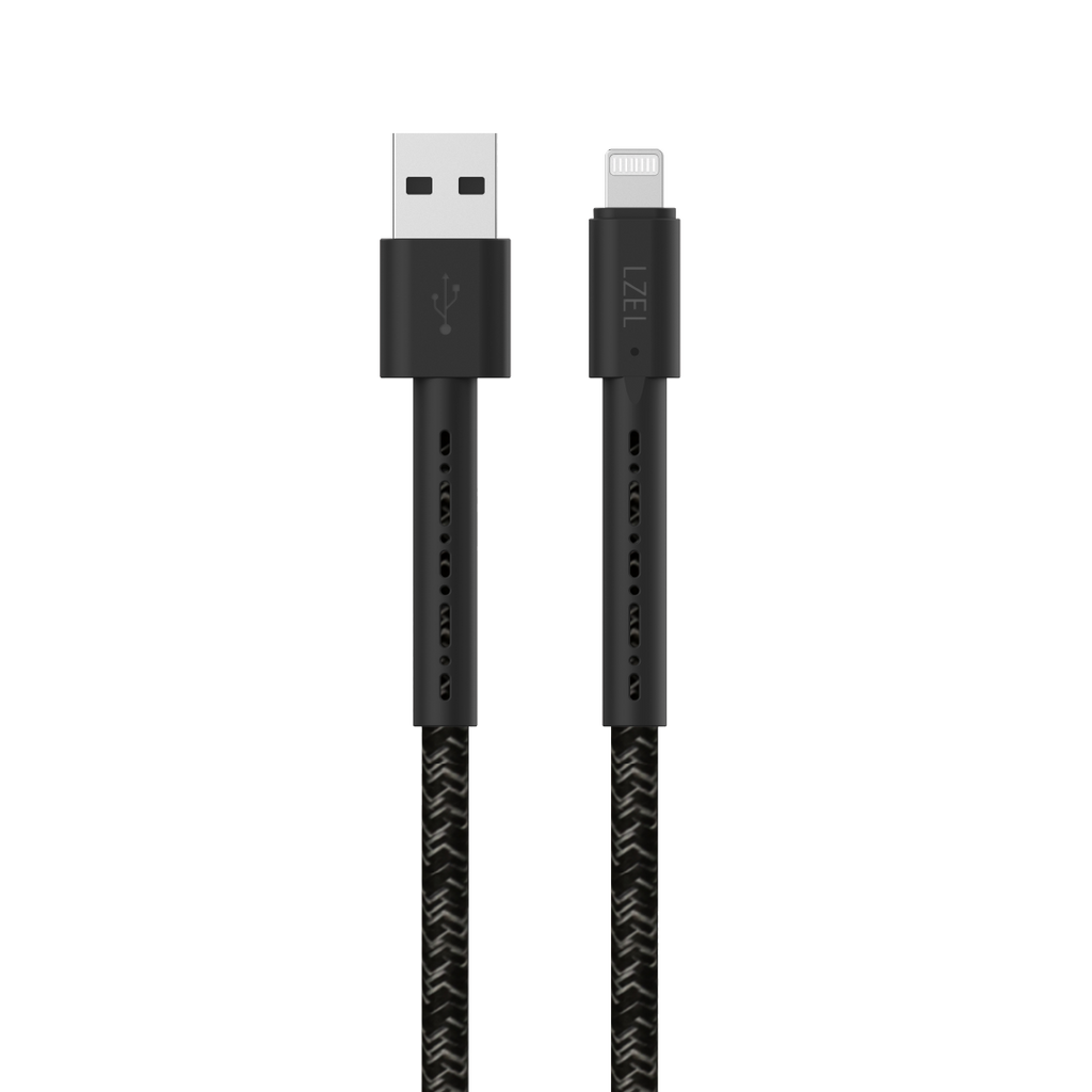 LZEL Celeris Charge AXL Braided USB-A to Lightning Cable, 480Mbps, 15W Max, 2m |  Black