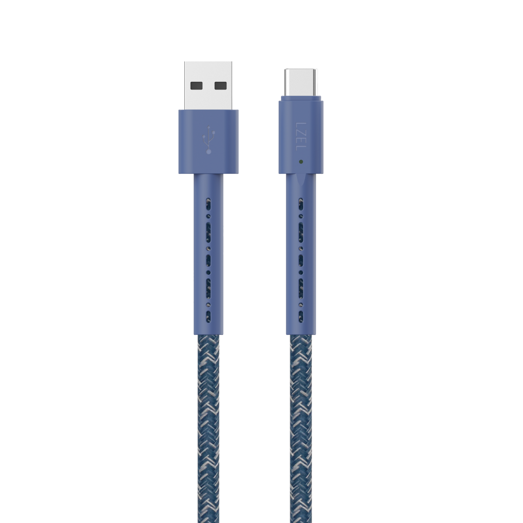 LZEL USB-A to USB-C 2.0 Braided Cable 2m â€“ 3A, 15W, 480Mbps | Blue