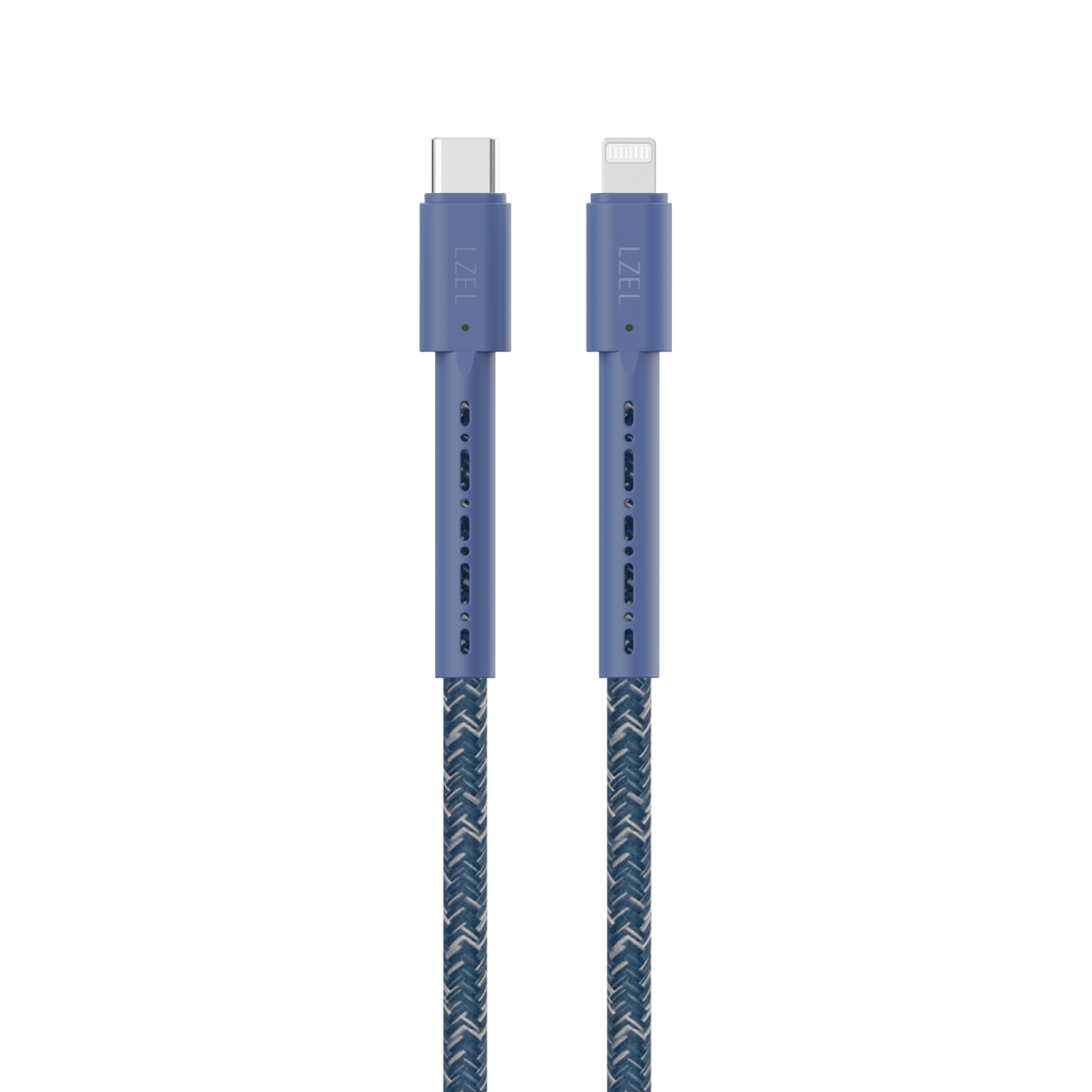 LZEL Celeris Charge CXL Braided USB-C to Lightning Cable, 480Mbps, 60W Max, 2m | Blue