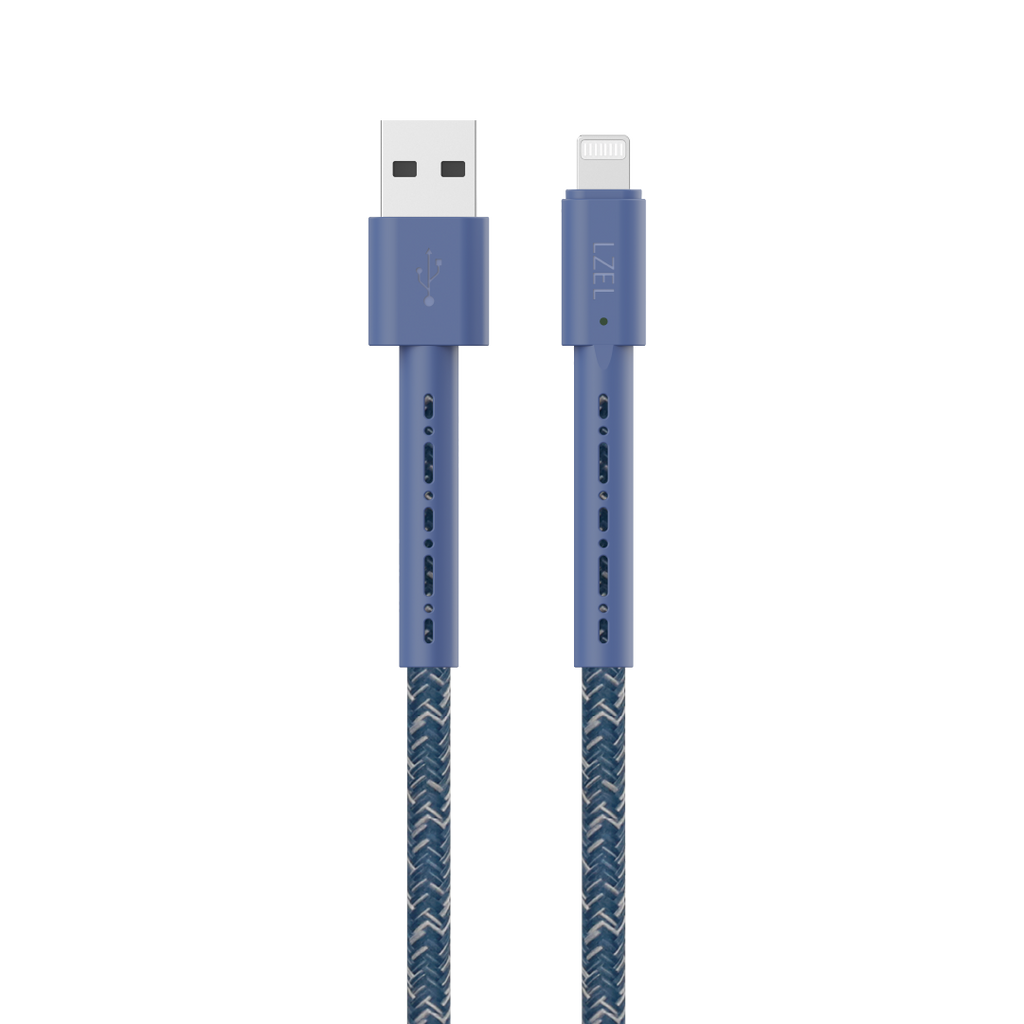 LZEL Celeris Charge AXL Braided USB-A to Lightning Cable, 480Mbps, 15W Max, 1m |  Blue