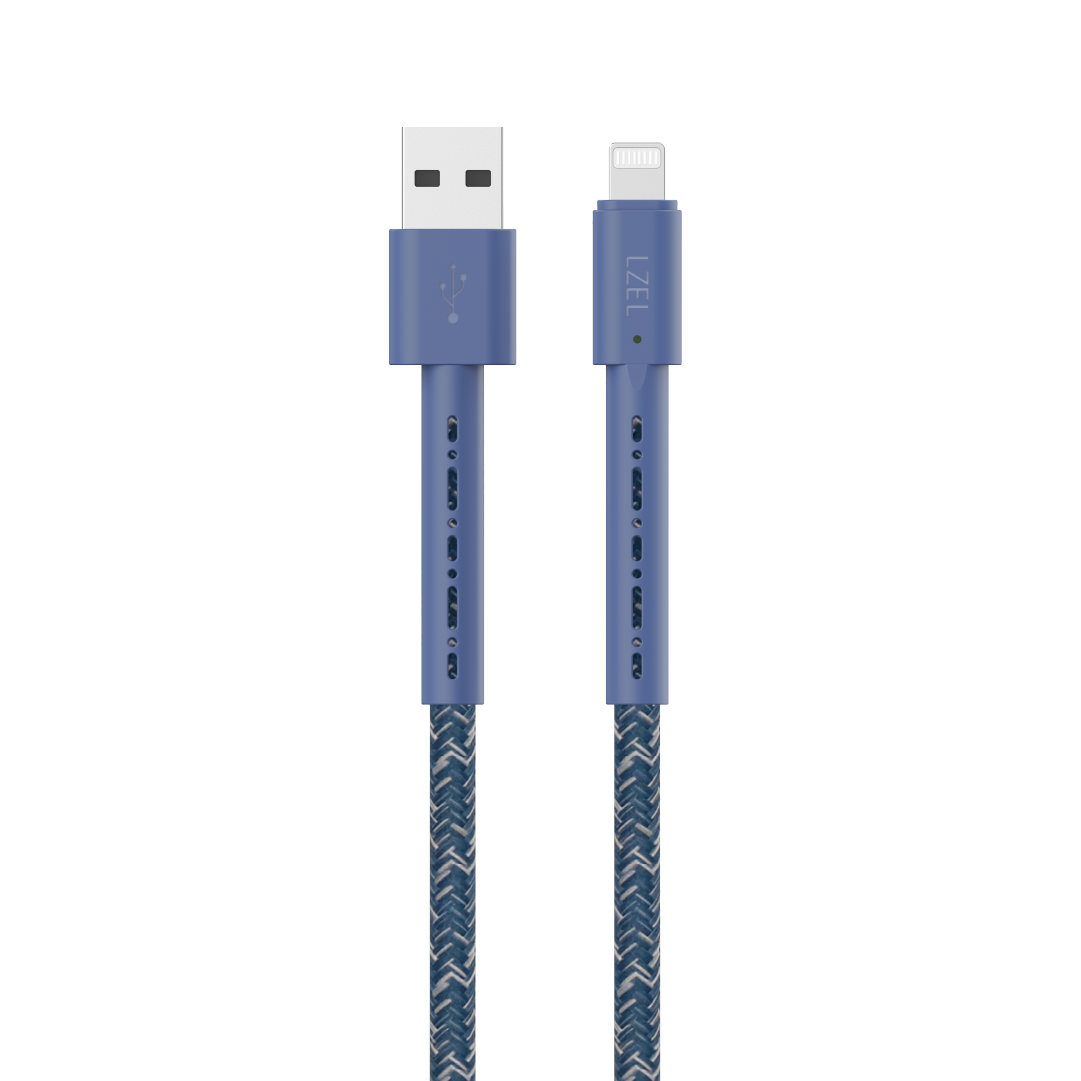LZEL Celeris Charge AXL Braided USB-A to Lightning Cable, 480Mbps, 15W Max, 1m |  Blue