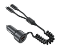 Asli Global PrimusCharger Max 65W Dual Port PD & QC Car Charger with Built-in Cables Type-C And Lightning | Black