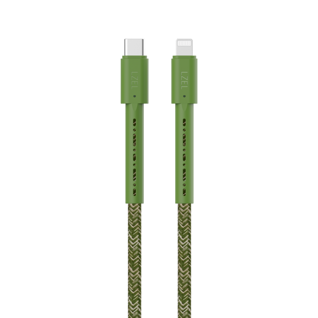 LZEL Celeris Charge CXL Braided USB-C to Lightning Cable, 480Mbps, 60W Max, 2m | Green