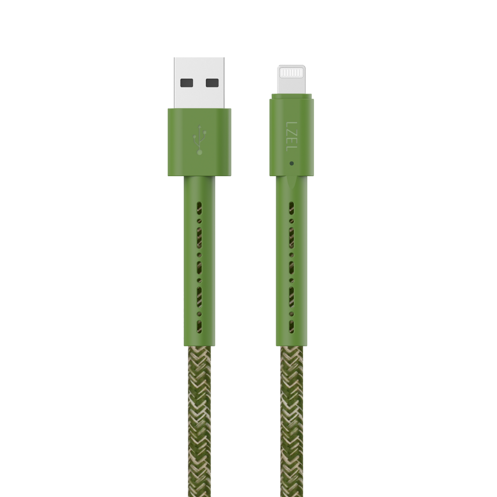 LZEL Celeris Charge AXL Braided USB-A to Lightning Cable, 480Mbps, 15W Max, 1m | Green