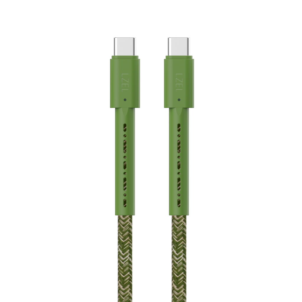 LZEL Celeris Charge CXC Braided USB-C to USB-C Cable, 480Mbps, 240W Max, 2m | Green