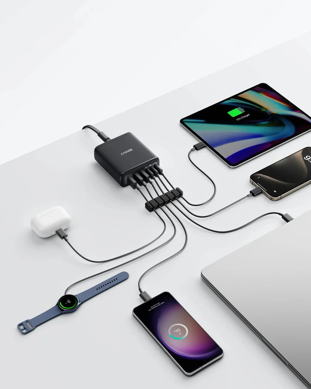 Anker Charger (112W, 6 Ports, GaN) | Black