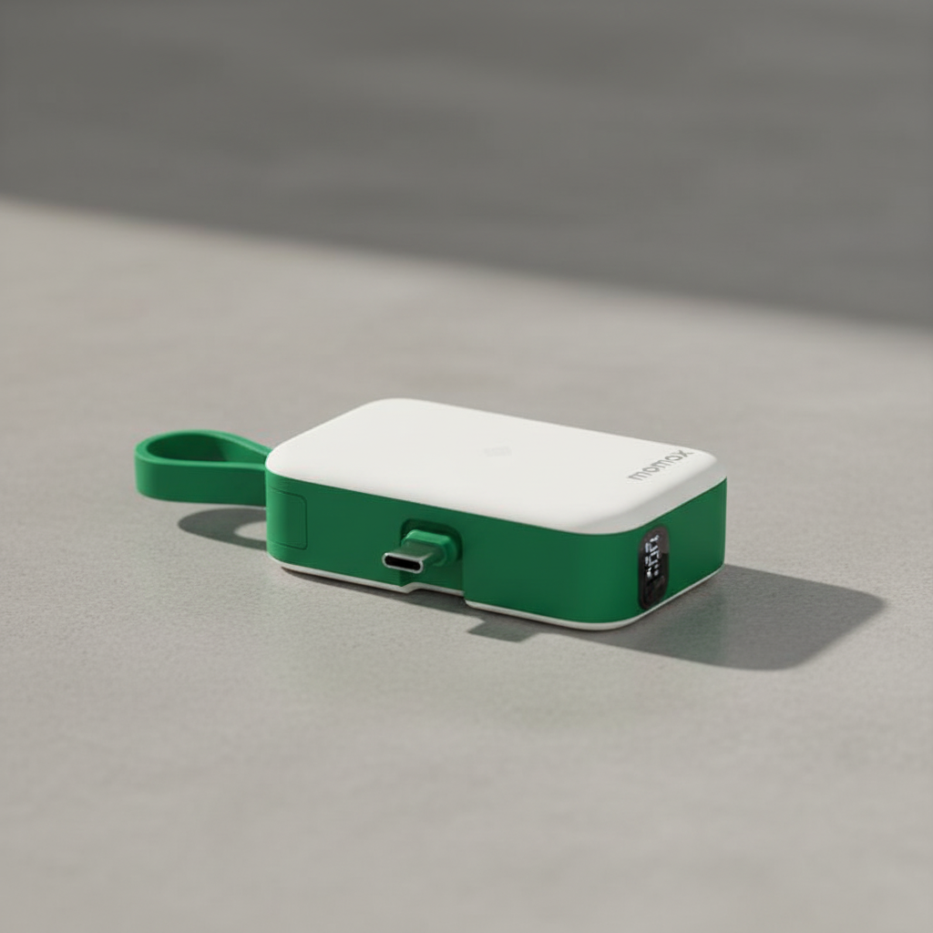 Momax 1-Power Mini 5000mAh Bulit-in foldable USB-C Battery pack | Green