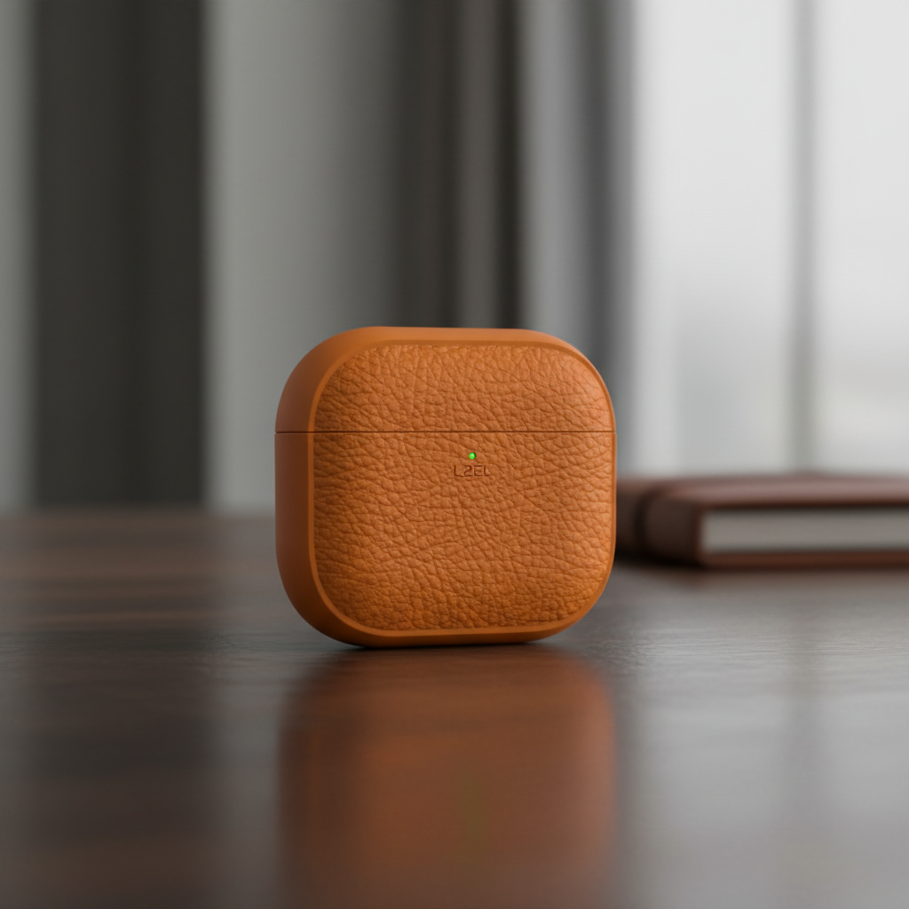 LZEL Airpods 4 Aurum Guard Premium TPU Leather Case | Brown