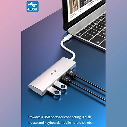 Wiwu Alpha 4 in 1 USB-C Hub Multi-Port Connect Hub | Silver