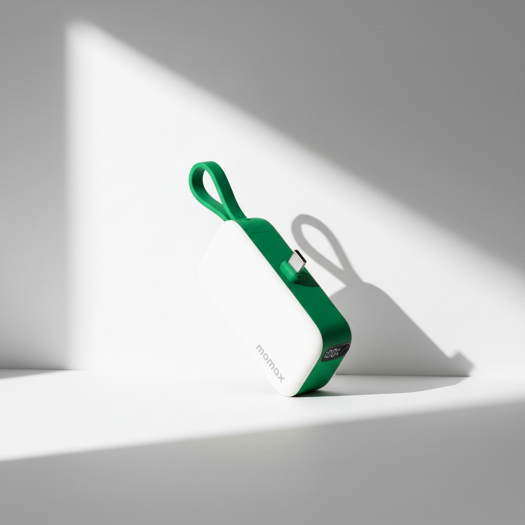 Momax 1-Power Mini 5000mAh Bulit-in foldable USB-C Battery pack | Green