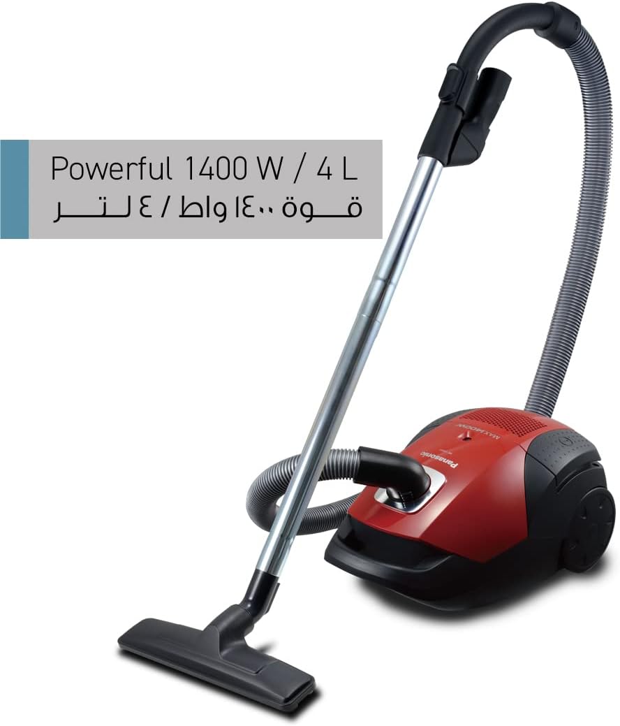 Panasonic Vacuum Cleaner 1400W, 4 L Dust Bag Capacity (MC-CG521R747) | Red/Black