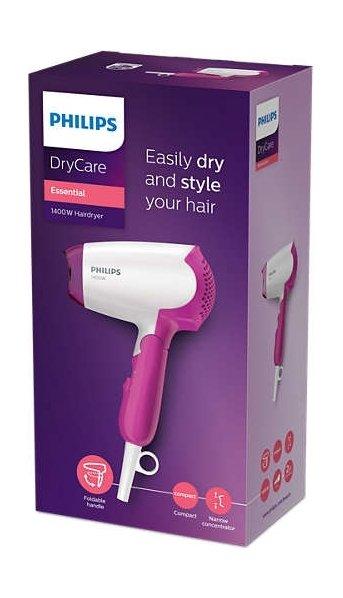 Philips Hair Dryer BHD003/03 – 1400W, Compact & Ergonomic Design | Pink/White
