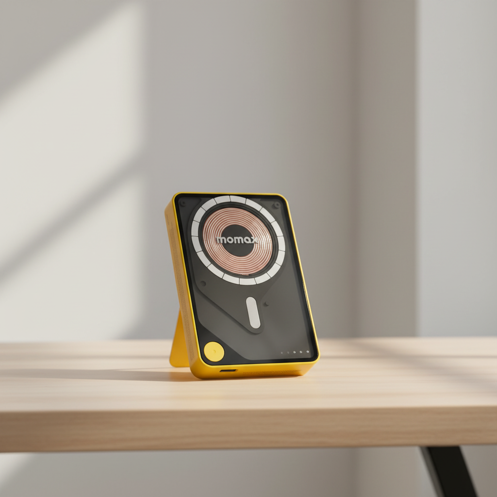 Momax 1-Power X Pro+ Magnetic Wireless Power Bank 10000mAh With Built-In USB-C Cable | Yellow