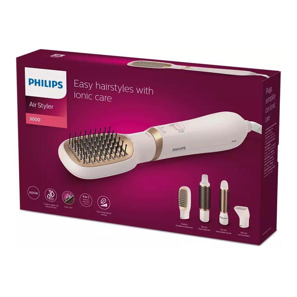 Philips 3000 Series Air Styler for Drying and Styling with Ionic Care, 800W, 3 Heat Settings, 4 attachments | Rose/Gold