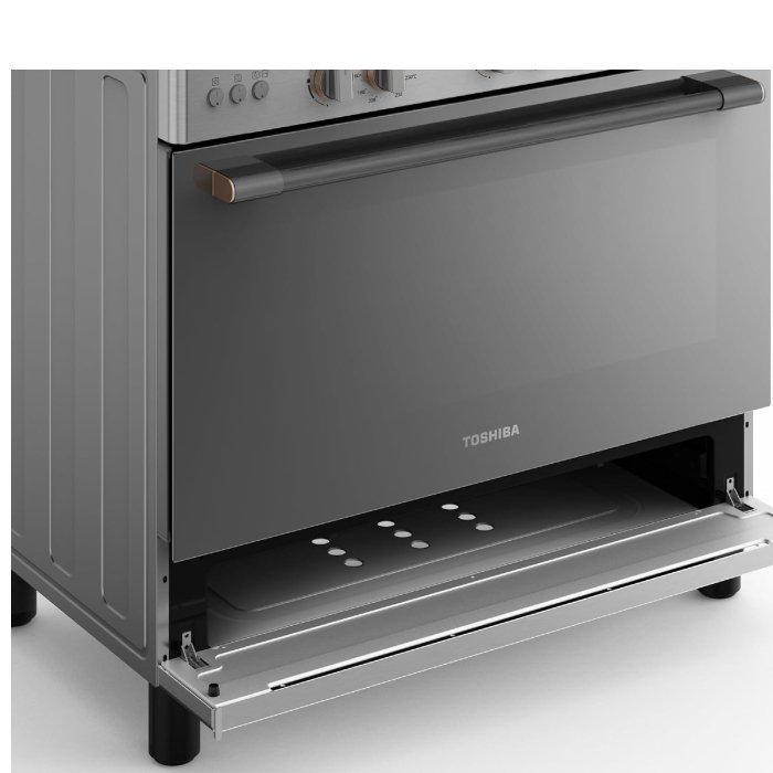 Toshiba 90X60cm Stainless Steel Gas Cooker with 115L Capacity