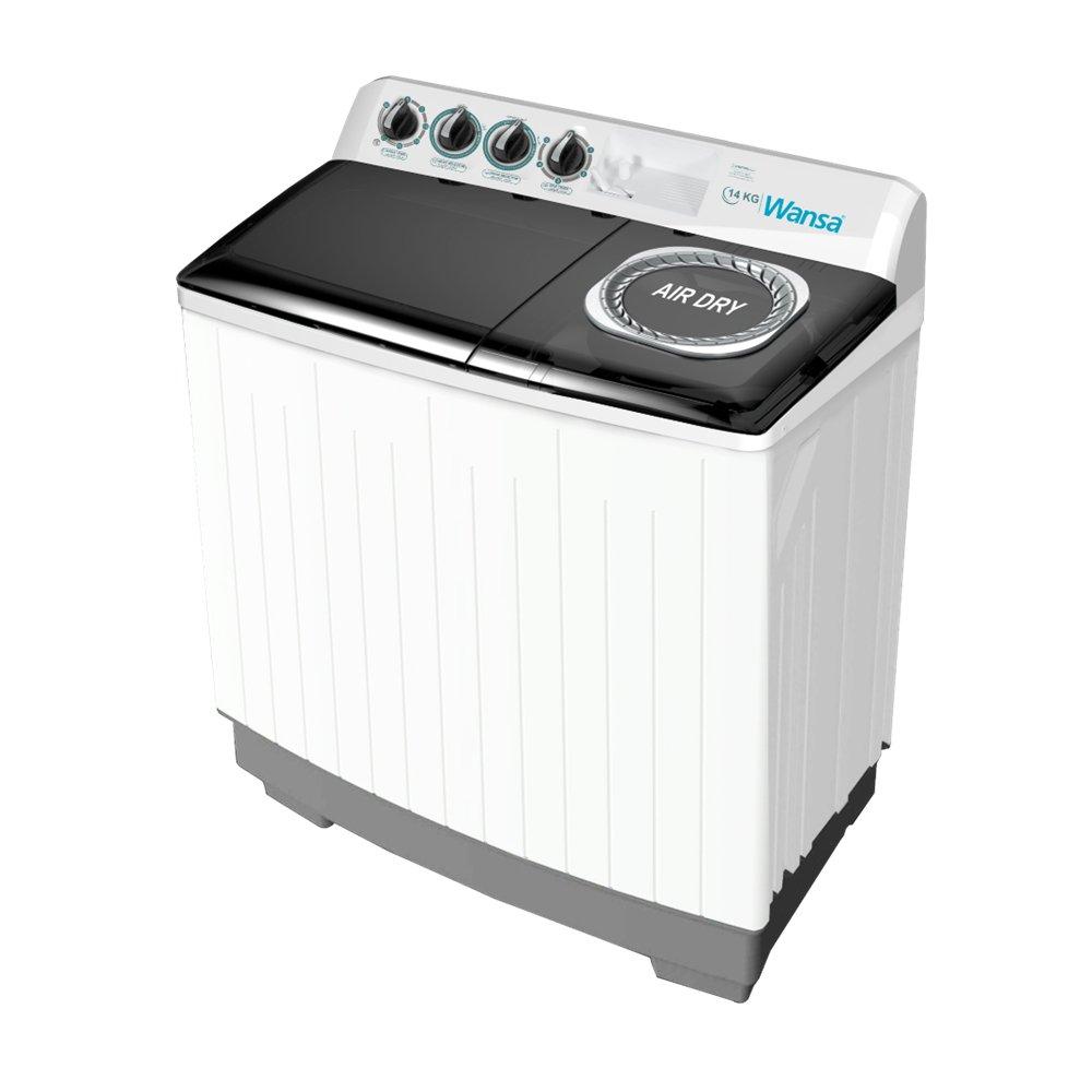 Wansa Twin Tub Washing Machine, 14Kg Capacity, WTT140-WHM24C10 | White with Gray Lid