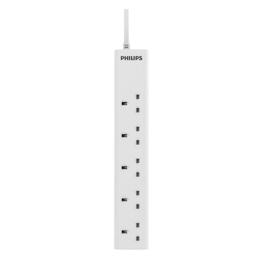 Philips Power Extension Cord 5 Port, 3M | White