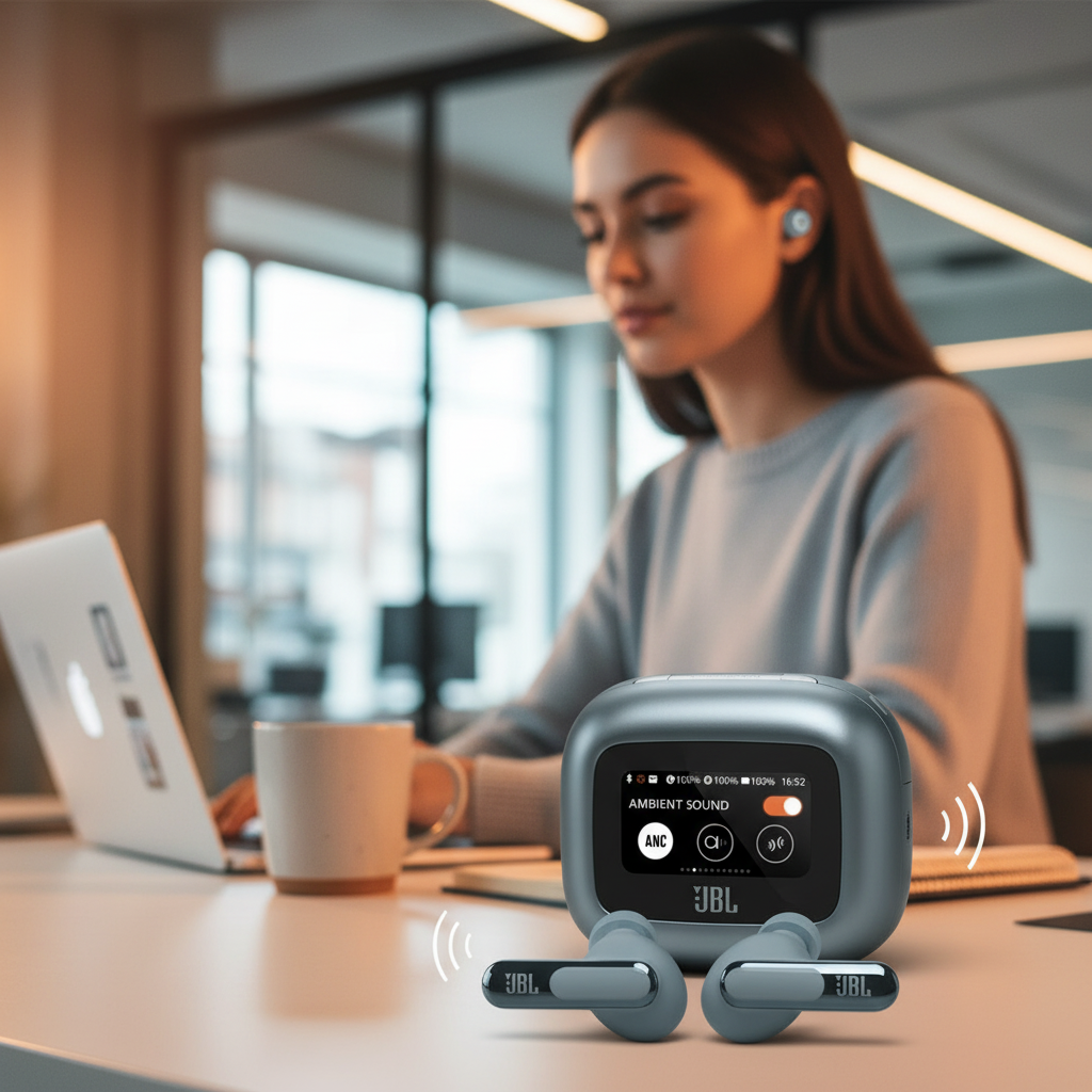 JBL Live Beam 3 True Wireless Earbuds with Screen | Blue