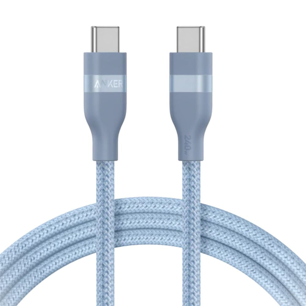 Anker USB-C to USB-C Cable 240W – Upcycled Braided, 1.8m (6ft), Fast Charging | Blue