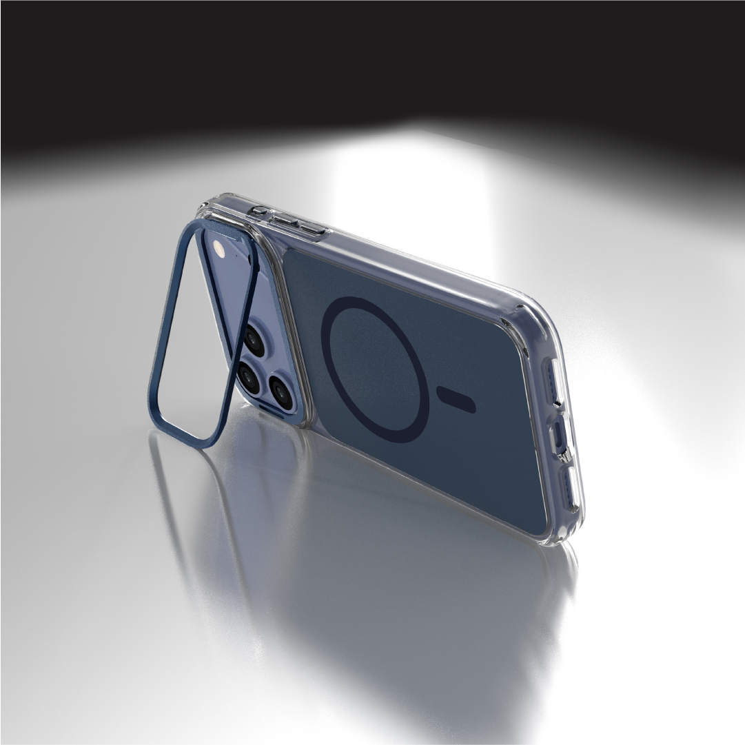 LZEL Hybrid Camera Frame Stand Case With Magsafe For IPhone  17 Pro | Dark Blue