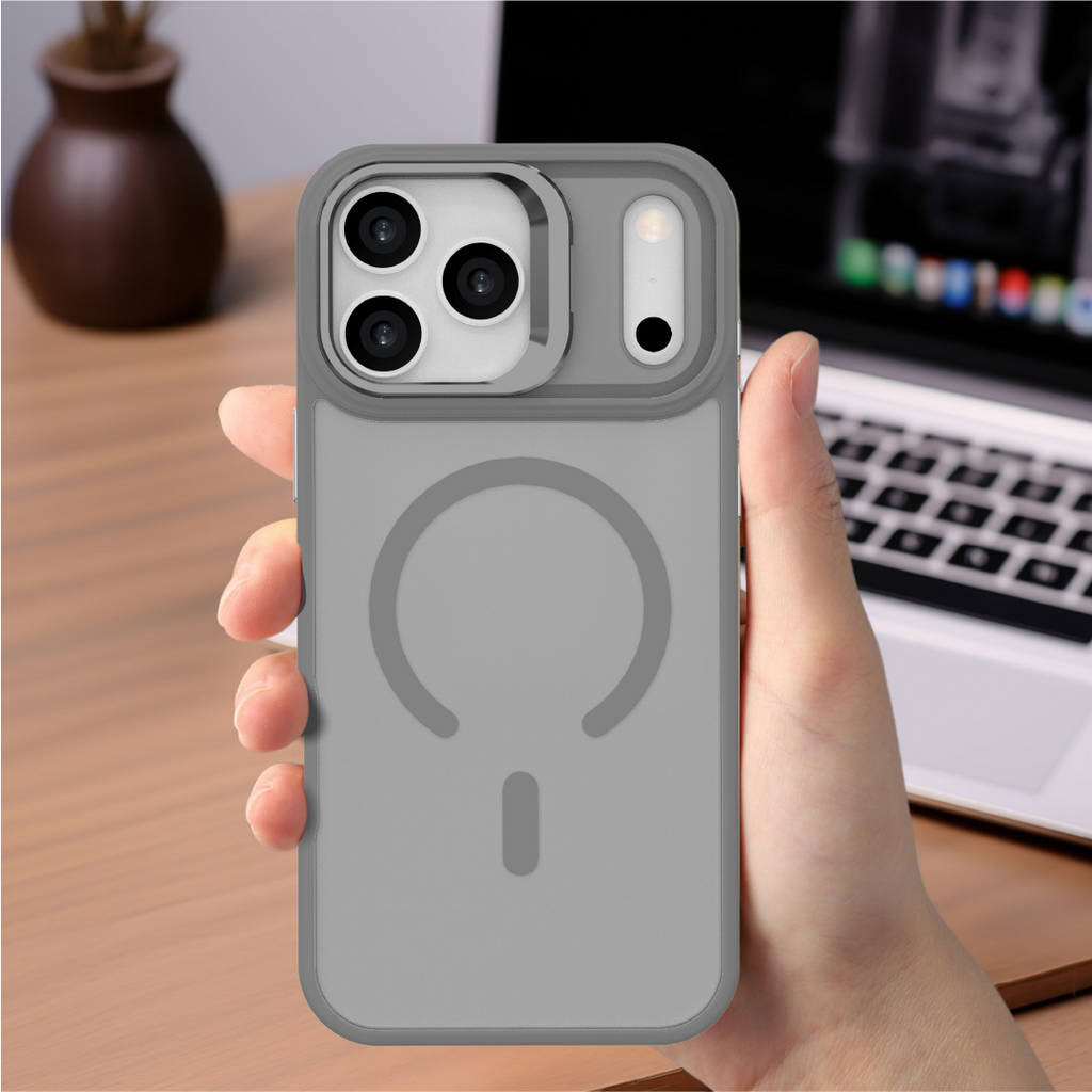 LZEL Oil Coating Camera Stand Case With Magsafe For IPhone 17 Pro | Light Gray