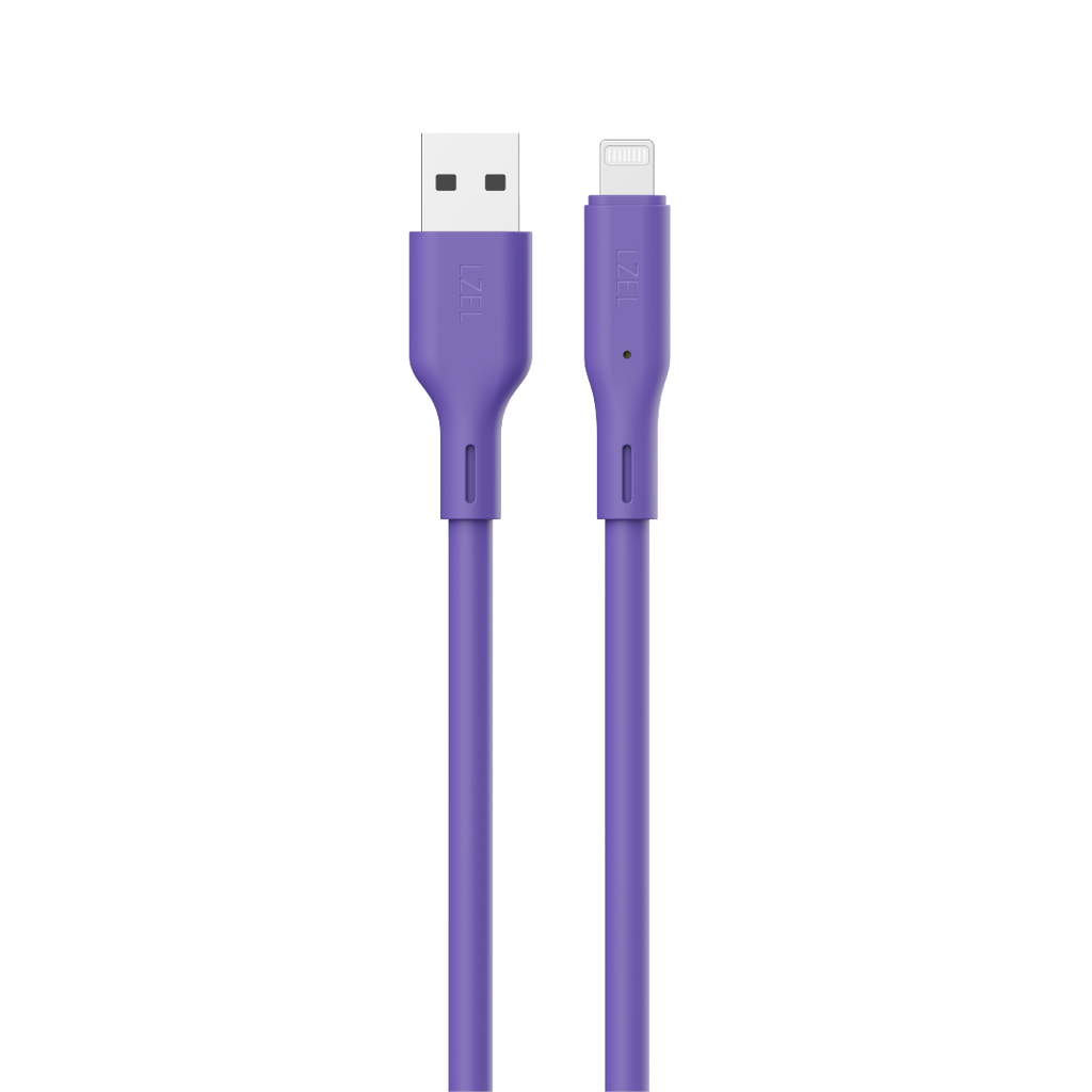 LZEL Celeris Silox CXL Soft Silicone USB-A to Lightning Cable, 480Mbps, 15W Max, 2m | Purple
