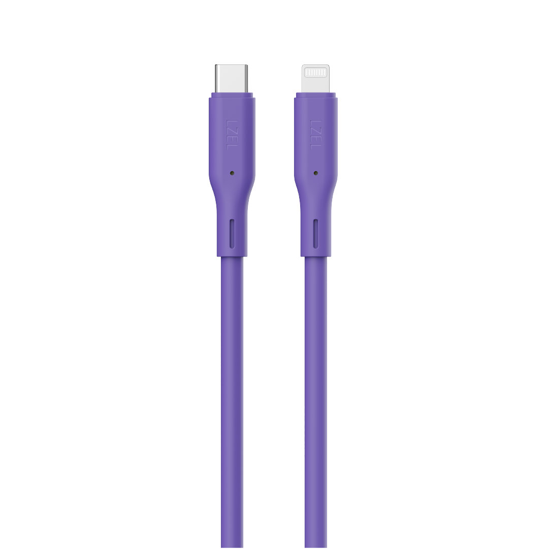 LZEL Celeris Silox CXL Soft Silicone USB-C to Lightning Cable, 480Mbps, 60W Max, 1m | Purple