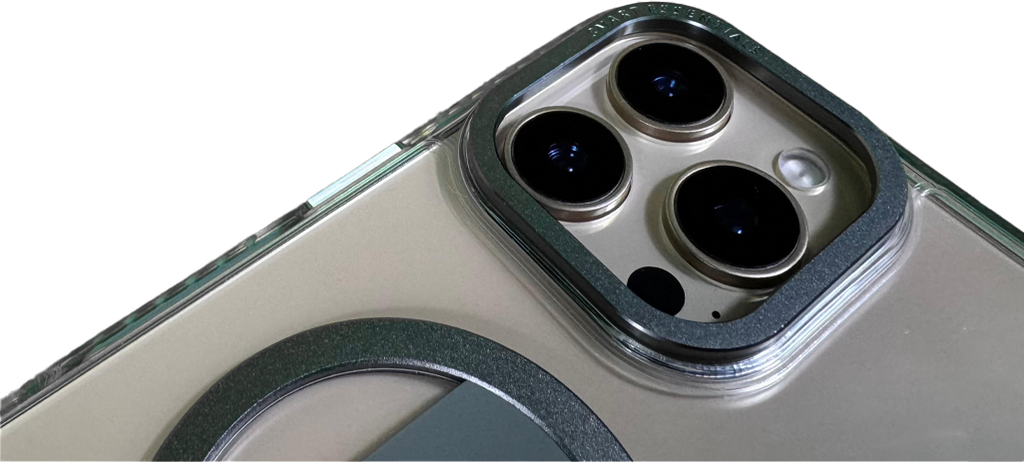 LZEL iPhone 16 Pro Max Primemag Grip Anti-drop Case With Metal Ring And Silicone Band | Clear/Gray