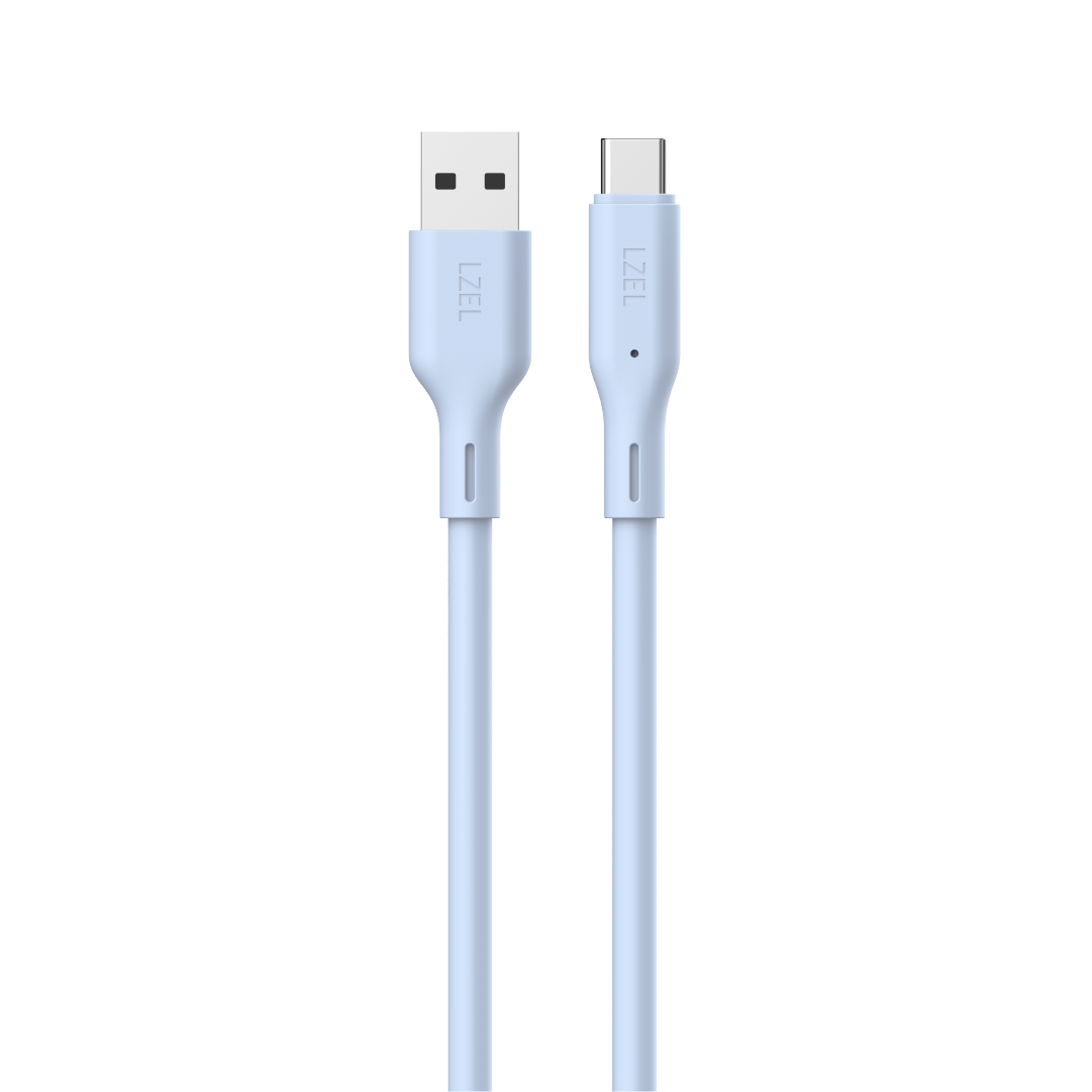 LZEL Celeris Silox CXL Soft Silicone USB-A to USB-C Cable, 480Mbps, 15W Max, 2m | Blue