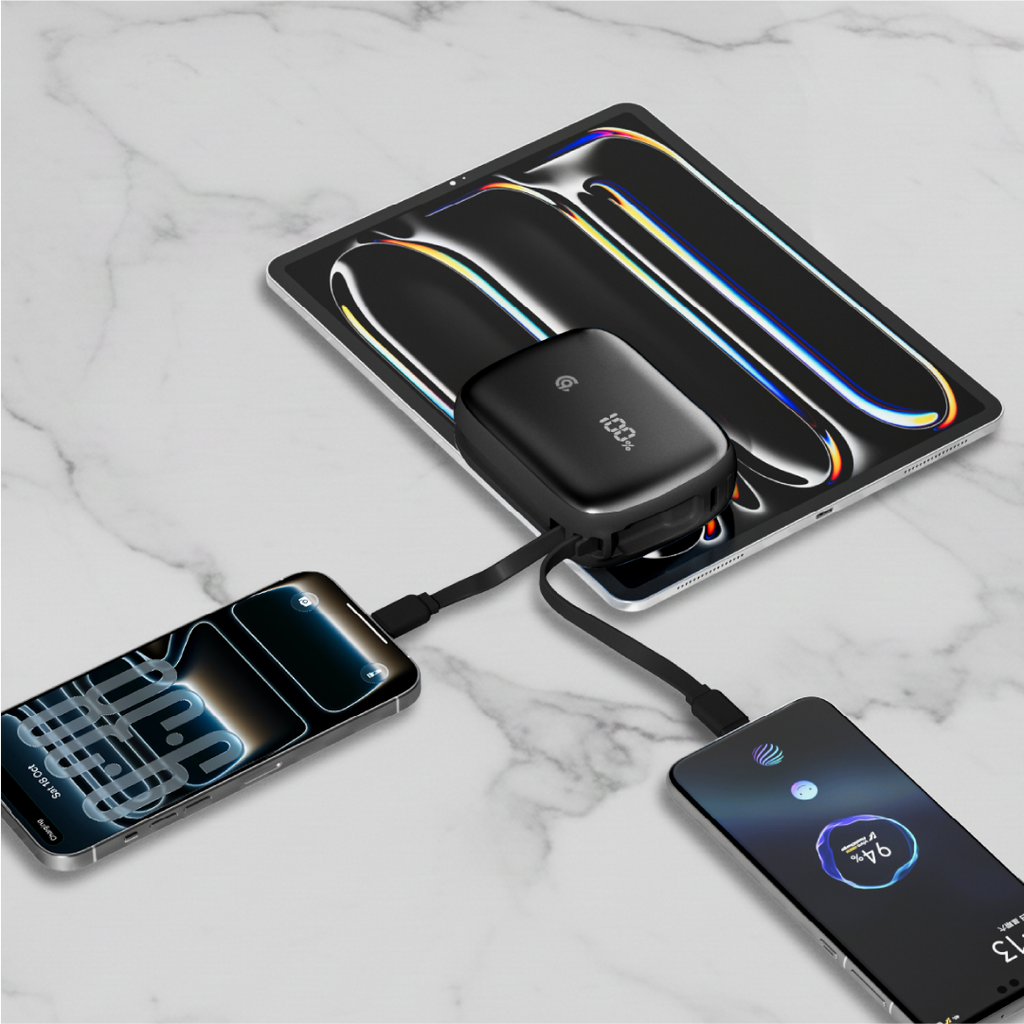 90 Percent Primflux Mini 22.5W Dual Built-In Cables Power Bank Powerdelivery Qc 3.0 | Usb-C & Lightning | Black