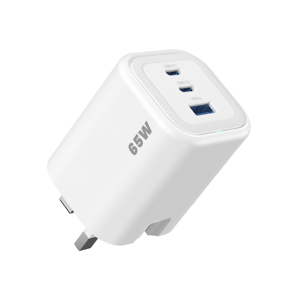 Asli  Global Maxcharge 65 Gan 3-Port Usb-A & Dual Usb-C Fast Charger | White