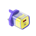 LZEL VoltCharge NanoCore – 30W GaN Transparent Wall Charger | Purple/Yellow