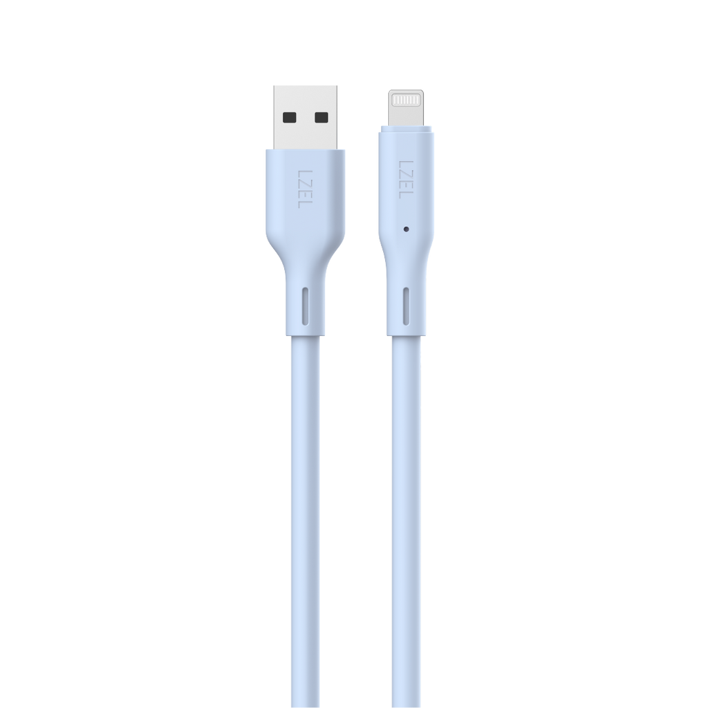 LZEL Celeris Silox CXL Soft Silicone USB-A to Lightning Cable, 480Mbps, 15W Max, 2m | Blue