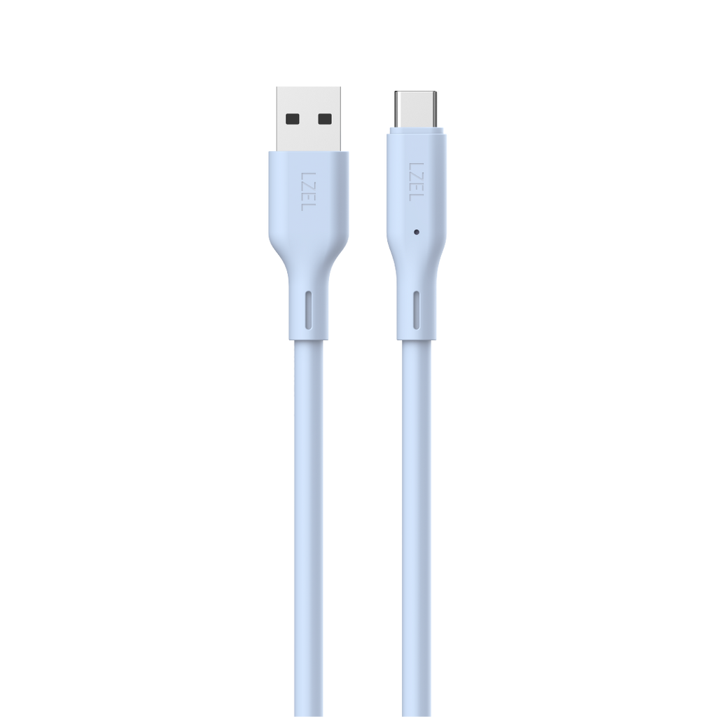 LZEL Celeris Silox CXL Soft Silicone USB-A to USB-C Cable, 480Mbps, 15W Max, 1m | Blue