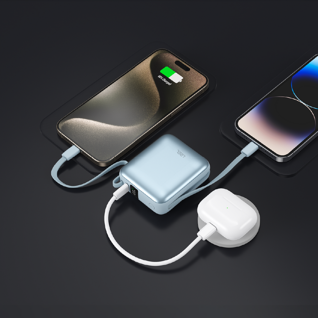 LZEL Neurode Sync Mini 10000Mah  Pd3.0 & Qc 3.0|25.5W|Built-In Type-C & Lighting Power Bank | Blue