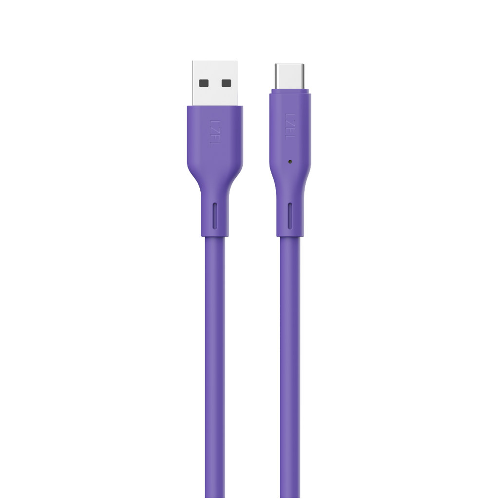 LZEL Celeris Silox CXL Soft Silicone USB-A to USB-C Cable, 480Mbps, 15W Max, 2m | Purple