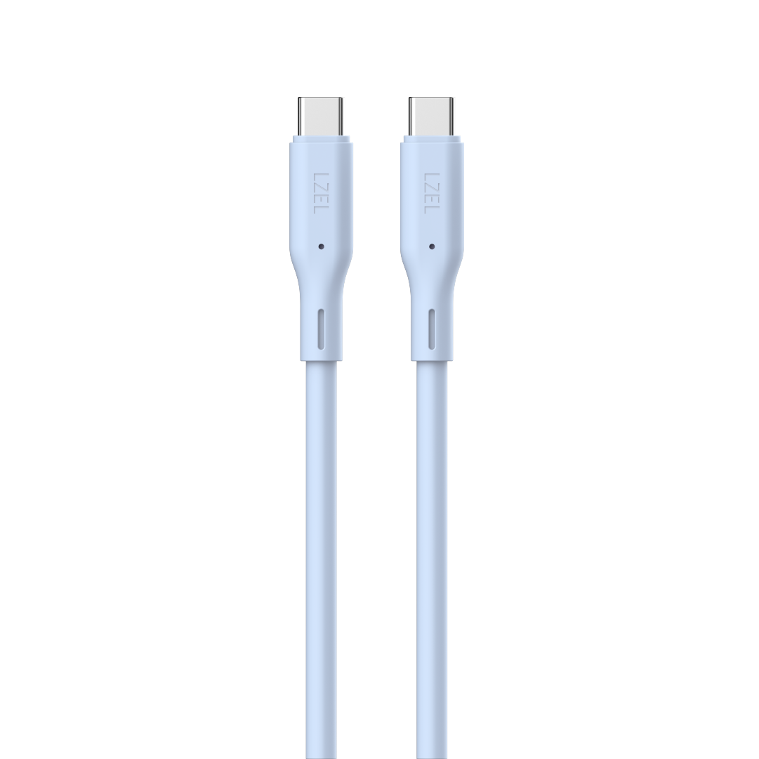 LZEL Celeris Silox CXL Soft Silicone USB-C to USB-C Cable, 480Mbps, 240W Max, 2m | Blue