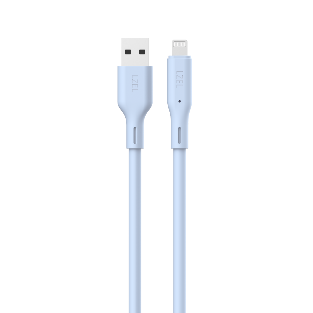 LZEL Celeris Silox CXL Soft Silicone USB-A to Lightning Cable, 480Mbps, 15W Max, 1m | Blue