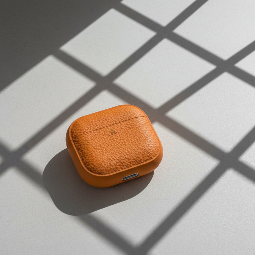 LZEL Airpods 4 Aurum Guard Premium TPU Leather Case | Brown