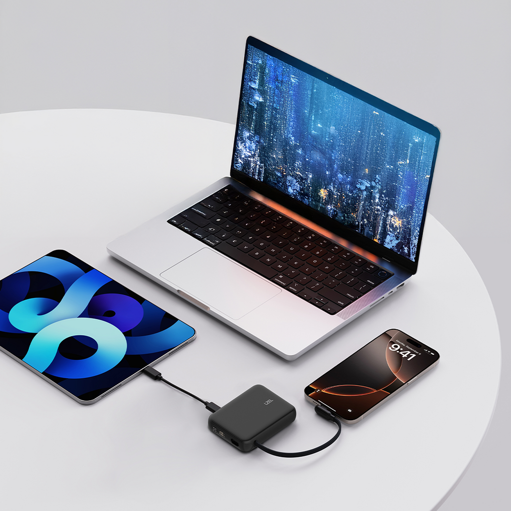 LZEL PrimeBrio 5K Mini PD Power Bank – 5000mAh, 20W, Built-in Type-C Cable | Black