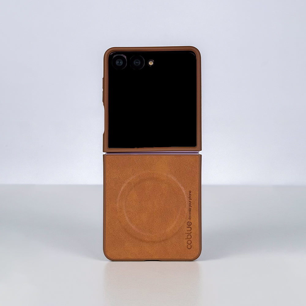 Coblue Premium Leather Magnetic Case â€“ Samsung Galaxy Z Flip 7 | Brown